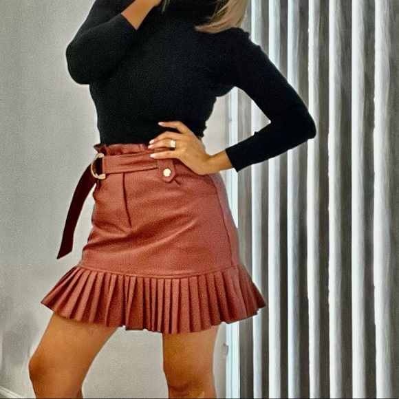 COPY - Zara Faux Leather Pleated Mauve Mini
Skirt, XSmall - Picture 4 of 7